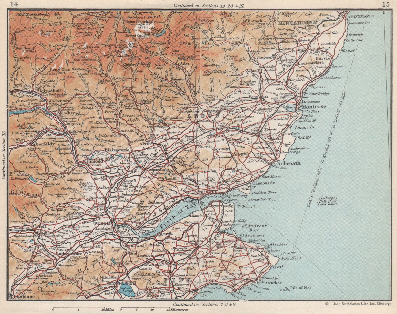 SCOTLAND EAST. Tayside & Fife. Firth of Tay. Vintage map plan 1959 old